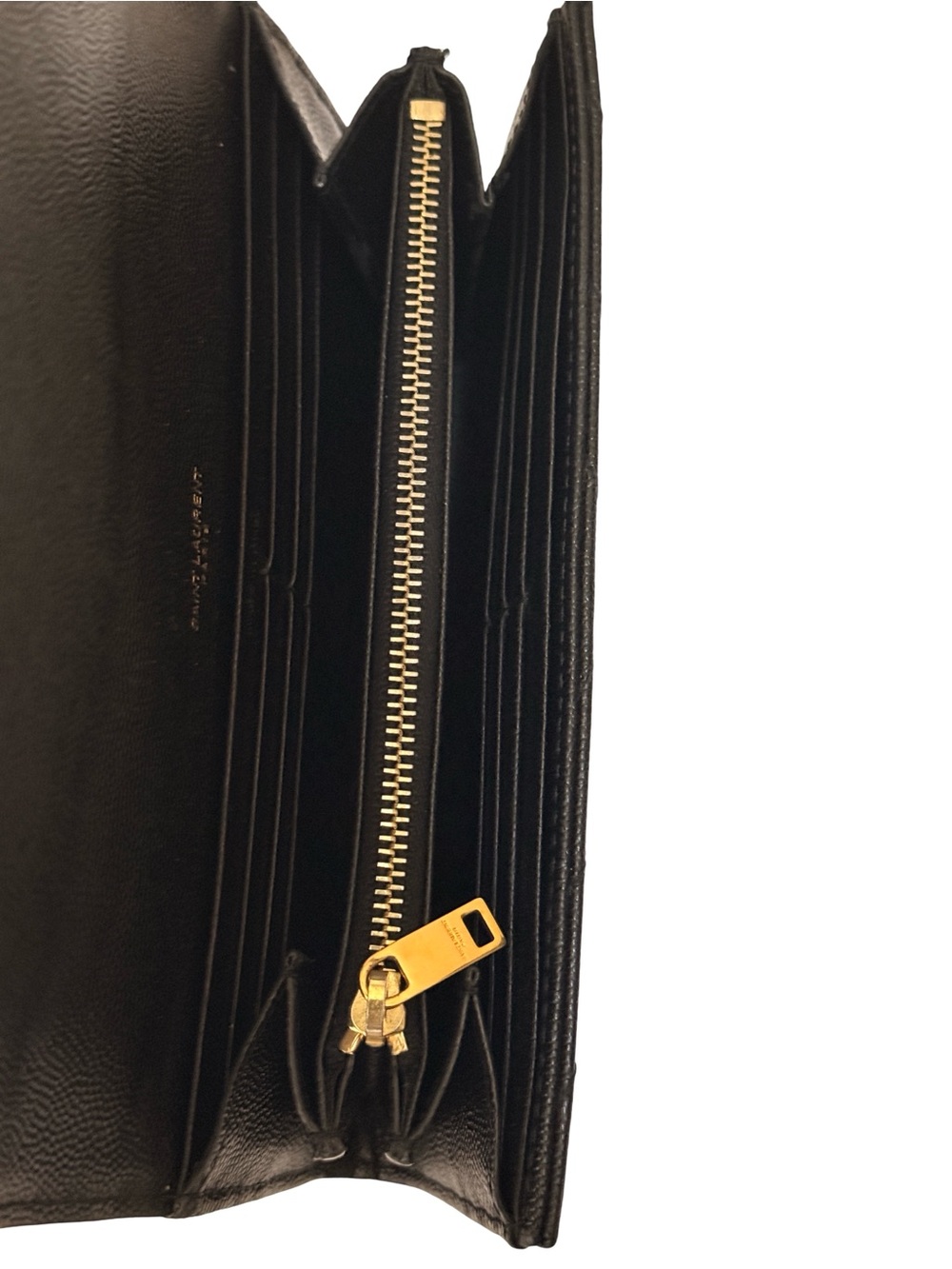 Saint Laurent Black Chevron Leather Wallet with Gold YSL Emblem Crossbody - Picture 6 of 15